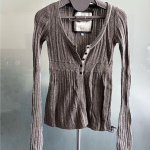 Abercrombie & Fitch Gray Ribbed Sweater